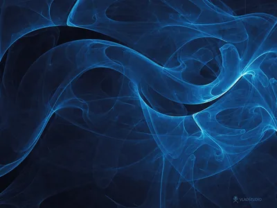 Loops of pale blue smoke twist over a navy background, thinning to a haze at the edges and coiling tightest through the centre.