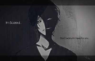 Two faces overlap in soft greyscale against a scratched concrete wall, short lines of dialogue set into the empty space on either side.