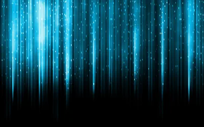 Vertical streaks of neon blue fall like rain across the upper frame, speckled with bright dots and fading into solid black at the bottom.