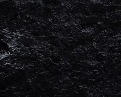 A coal-black rock face photographed close up, pitted with small hollows, its ridges catching light from the lower left while the upper right falls to black.