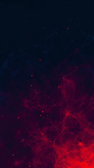Crimson gas billows up from the bottom edge and cools into deep navy near the top, faint stars scattered through the haze.