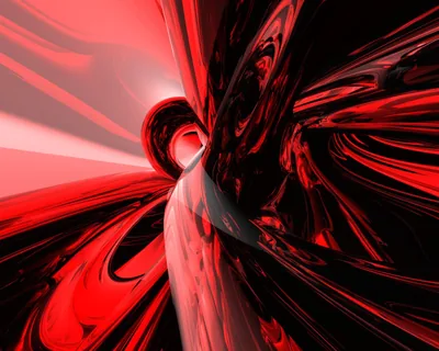 Molten red shapes twist around a dark core, the highlights sharp where the surfaces curve toward the light.