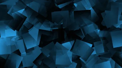 Dozens of translucent squares overlap like tossed glass tiles, lit strongest on the left and sinking into shadow toward the right edge of the frame.