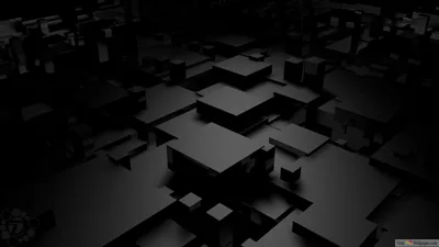 Rows of extruded cubes step away from the viewer, top faces just catching a weak light while the gaps between them stay fully black.
