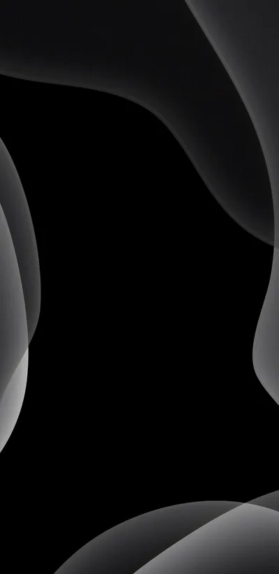 Pale grey curves press in from the top and both bottom corners, leaving the centre of the screen open in flat black.
