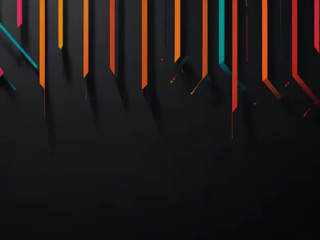 Orange, red and teal bars drop from the top edge at sharp angles, casting soft shadows on charcoal, the lower two-thirds left plain for a clean desktop.