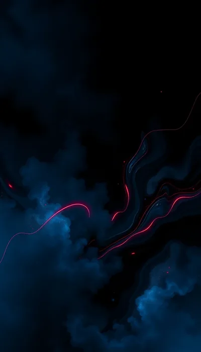 Thin magenta threads snake across drifting blue-black smoke, brightest along the lower right and thinning out into unlit space at the top.