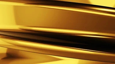 Broad diagonal bands of mirror-polished gold cross the frame, a dark strip cutting through the centre where the reflections fold over.