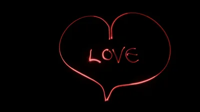 A single red neon line loops into a heart at the centre with the word Love inside it, everything around it left true black for AMOLED.