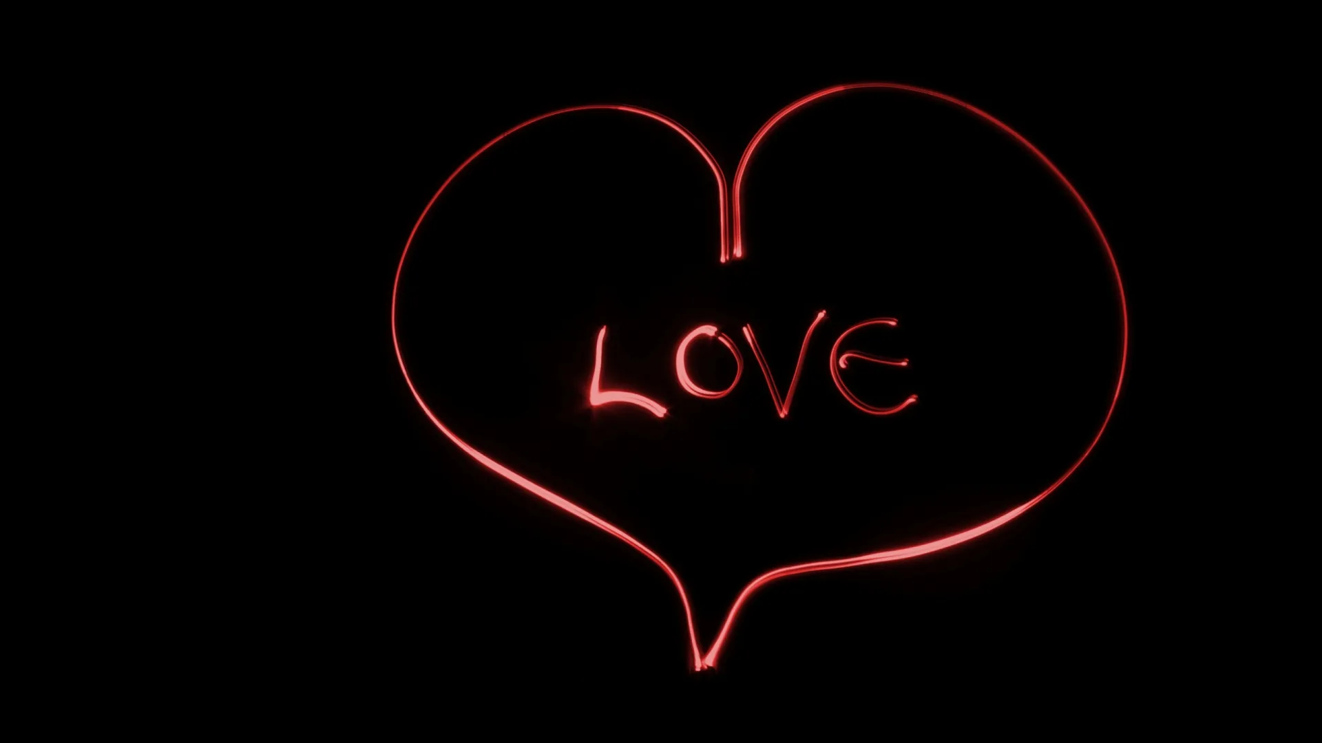 A single red neon line loops into a heart at the centre with the word Love inside it, everything around it left true black for AMOLED.
