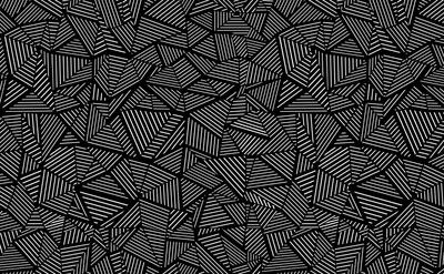 Hundreds of overlapping triangles filled with fine hatch lines tile the whole surface, a dense geometric pattern with no clear focal point.
