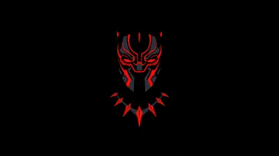 The panther mask outlined in red neon on solid black, claw marks trailing below it.