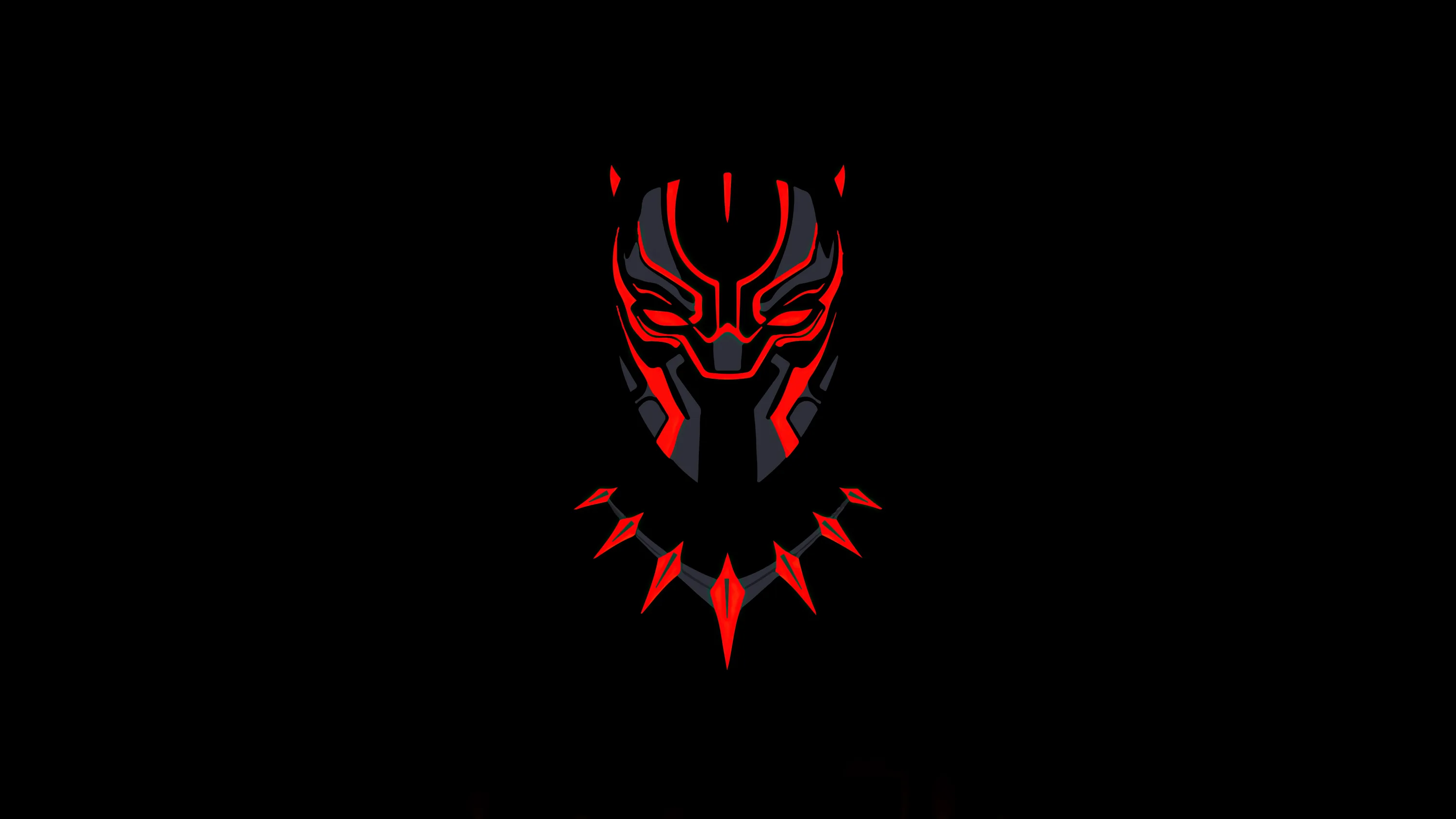 The panther mask outlined in red neon on solid black, claw marks trailing below it.