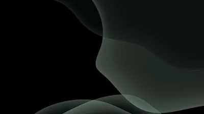Overlapping sage-green curves rise from the bottom right of a black field, the left third kept completely empty.