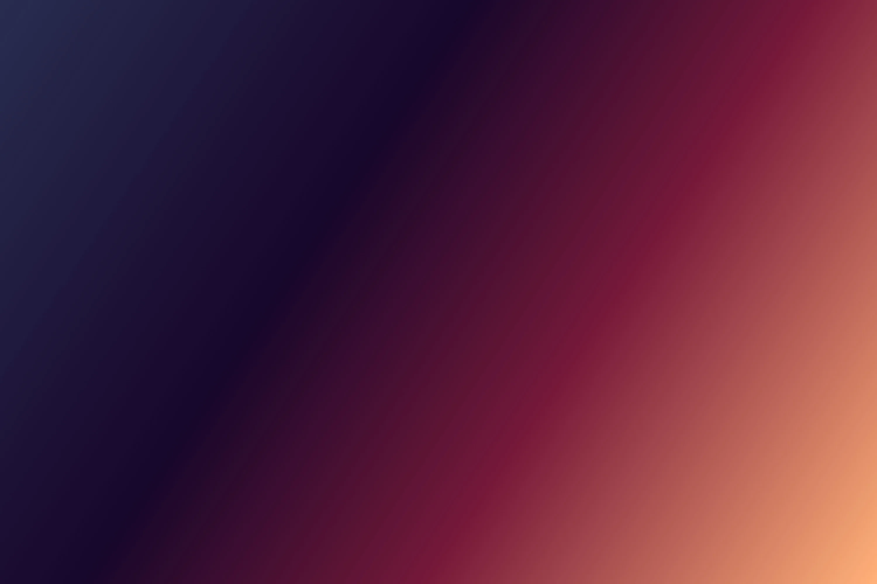 A diagonal blend runs from midnight navy in the top left through burgundy to a warm peach corner, the dark half leaving quiet space for icons.