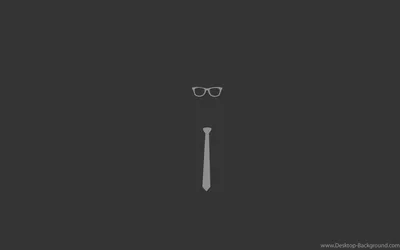 Nothing but a pair of thin-rimmed spectacles and a narrow tie floating on flat grey, arranged where a face and chest would be.