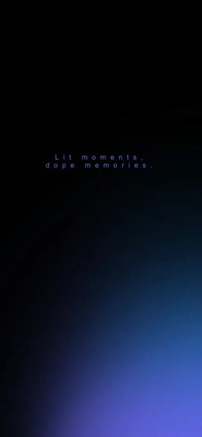 Mostly black with a blue and violet gradient creeping up from the bottom right, and a small line of faint lettering set near the middle.