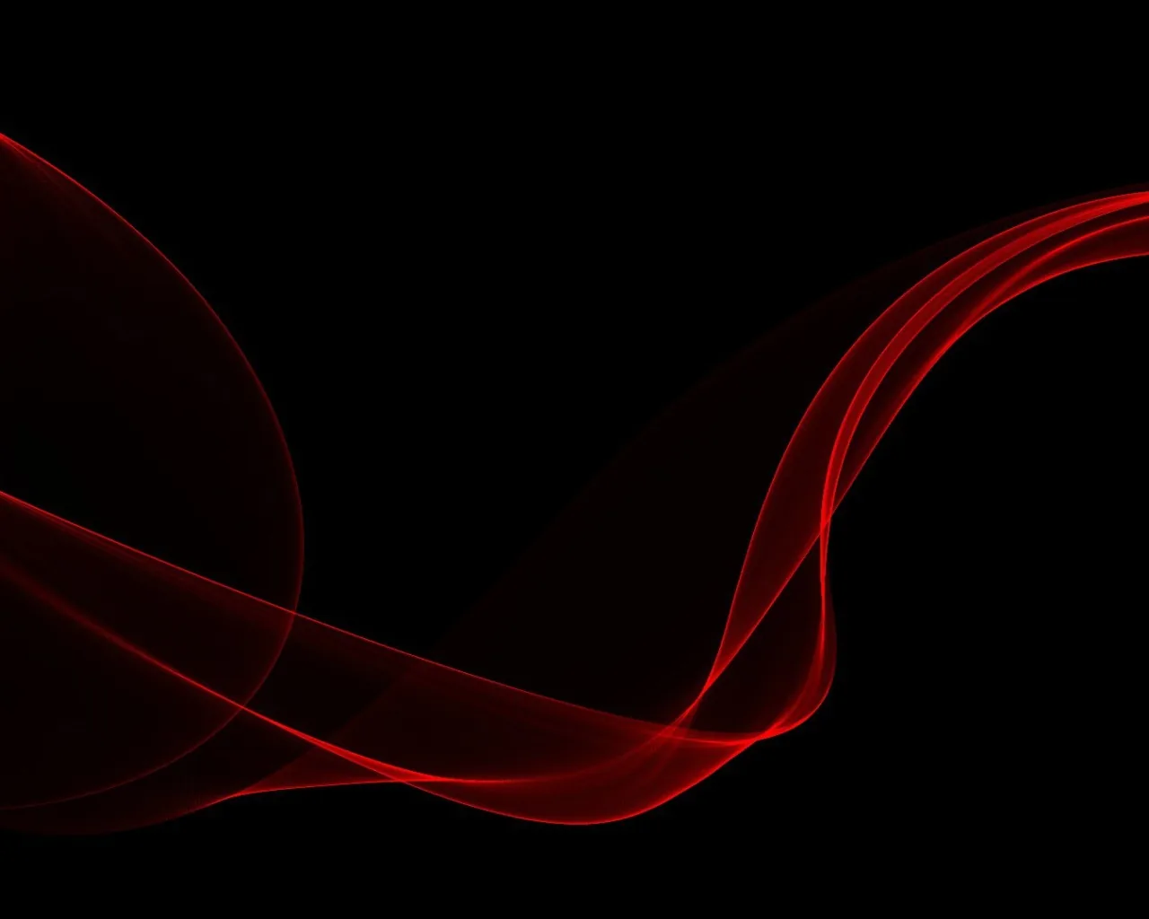 Thin red light waves cross from the lower left to the upper right corner, leaving the whole upper-left quarter true black for a clock or status bar.