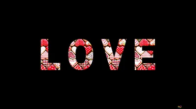 The word LOVE cut out and packed with red and pink roses, sitting large and centred with pure black around every letter.
