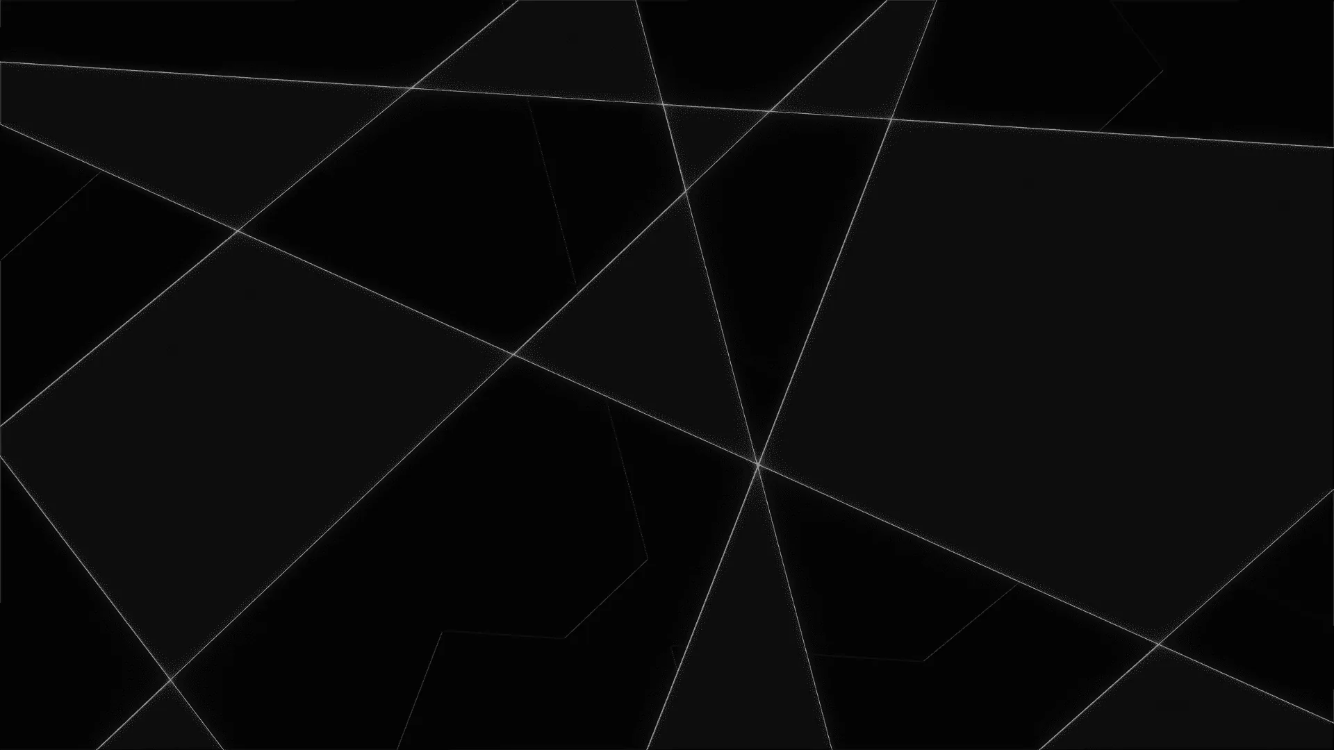 A handful of pale straight lines cut across an almost black surface at random angles, meeting near the middle and slicing it into large panels.