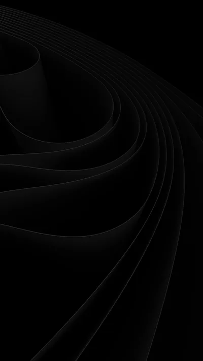 Smooth folds of dark material sweep across the frame in a 3D render, edges catching just enough grey light to read as shape.
