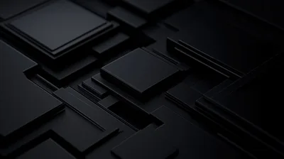 Square panels sit at staggered depths across a dark surface, their raised edges catching a weak light.