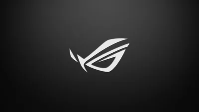 The ASUS ROG eye emblem in plain white, centred on a smooth charcoal gradient that brightens slightly toward the middle — a clean pick for gaming setups.