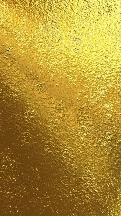Crumpled gold foil fills the full height of the screen in an even grain, with no single focal point to compete with the clock or icons.