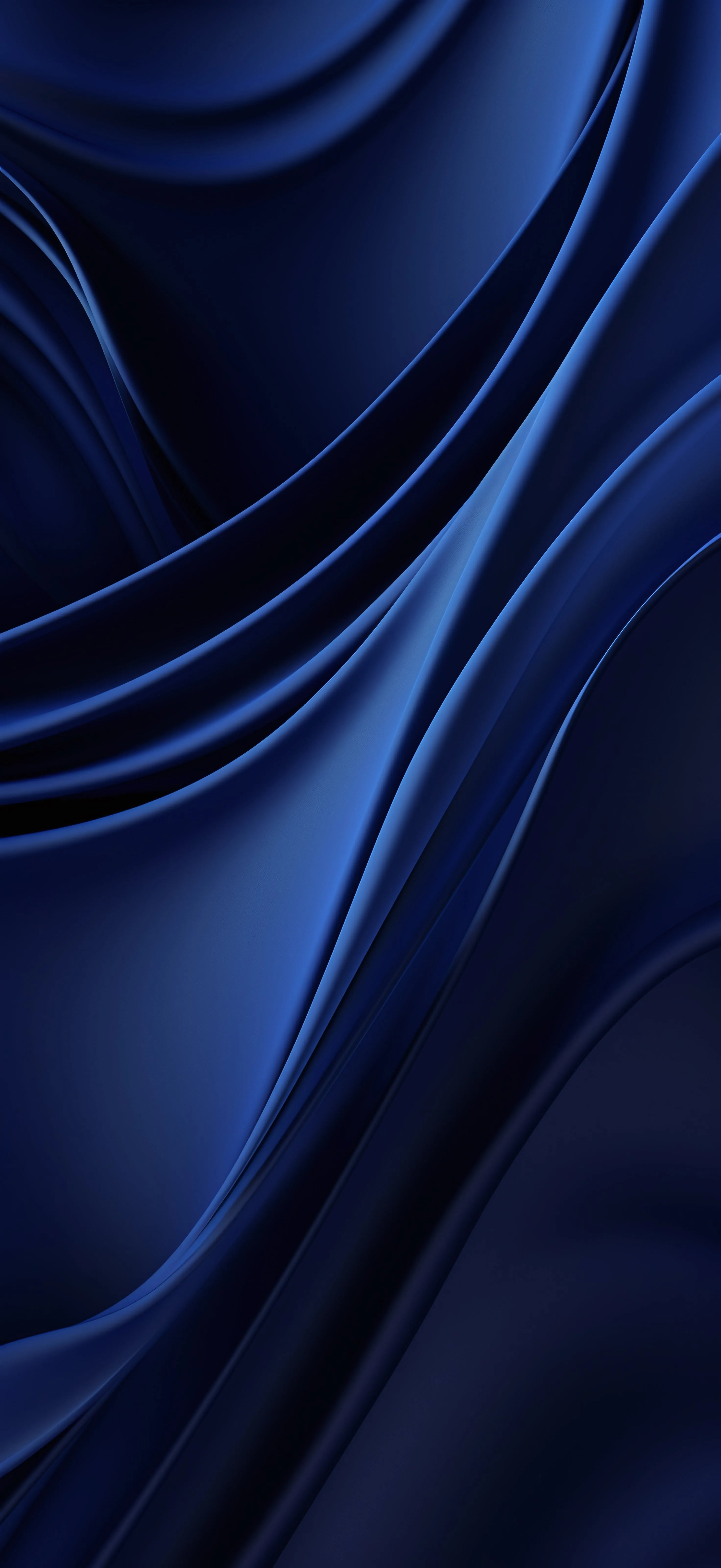 Heavy navy silk gathers into rolling folds, light grazing the ridges from the upper left while the troughs stay almost black.