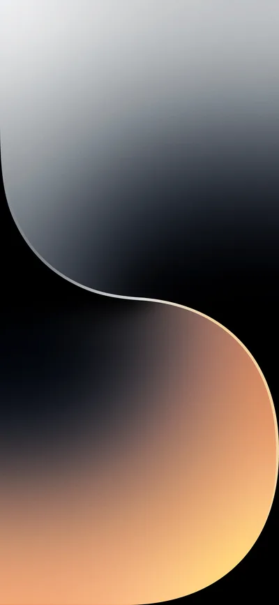 One long curve splits the screen: brushed silver-grey across the upper half, black through the middle, warming to amber at the bottom edge.
