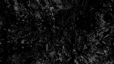 Broken shards of black char scatter across a matte surface, side lighting catching only their sharpest edges.