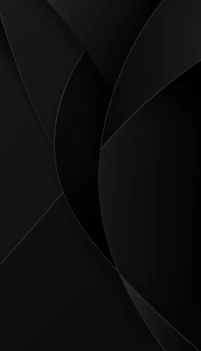 Broad curved planes sweep past one another in near-black, their edges lit just enough to read as separate layers of glass.