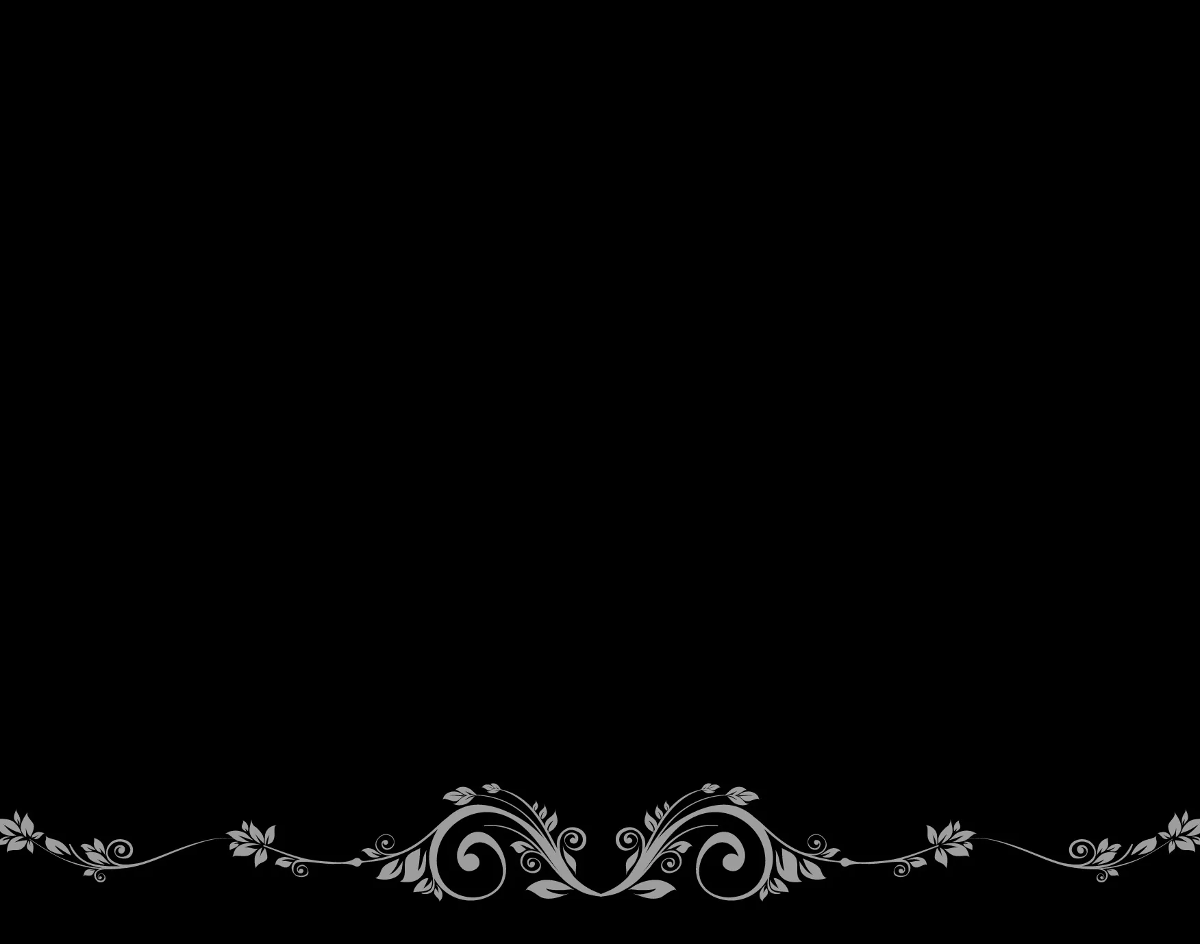 A symmetrical filigree of vines and curls runs along the bottom edge in fine white line work, the whole upper frame left empty.