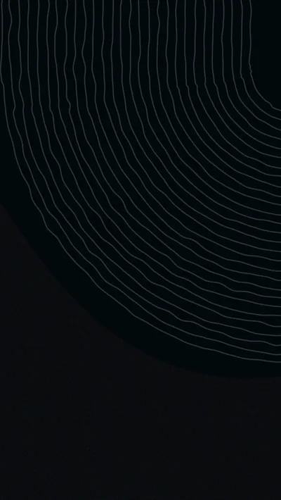 Fine grey rings curve out of the top right corner of a tall black frame, leaving the lower half clear for icons.