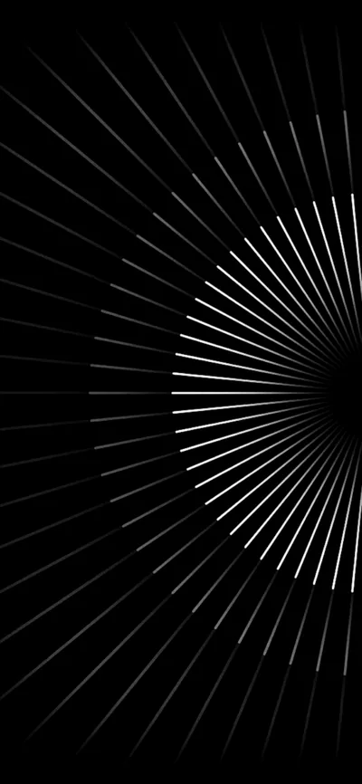 Fine white lines radiate from a point at the right edge, thinning as they spread across the black.