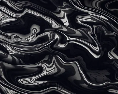 Glossy black liquid folds into marbled swirls, the white streaking heaviest across the upper half while the bottom corners settle into near-solid black.