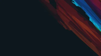 A diagonal ribbon of red, orange and electric blue cuts across the top right corner, the rest of the frame left in unbroken black.