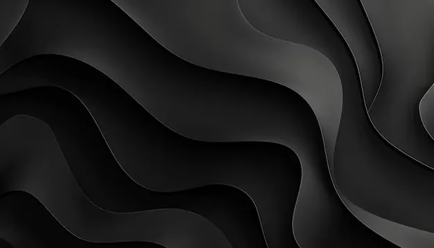 Sheets of dark material curve across the frame in overlapping waves, each layer casting a soft shadow on the one below.