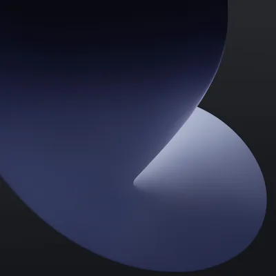 Two deep navy curves fold past each other, meeting at a point where the light turns them pale blue, everything else near black.