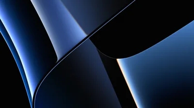 Two smooth curved sheets cross in the middle of the frame, catching a cool blue sheen along their outer edges.