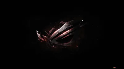 A sharp angular emblem glows dull red at the centre of black, its outline breaking up toward the edges.