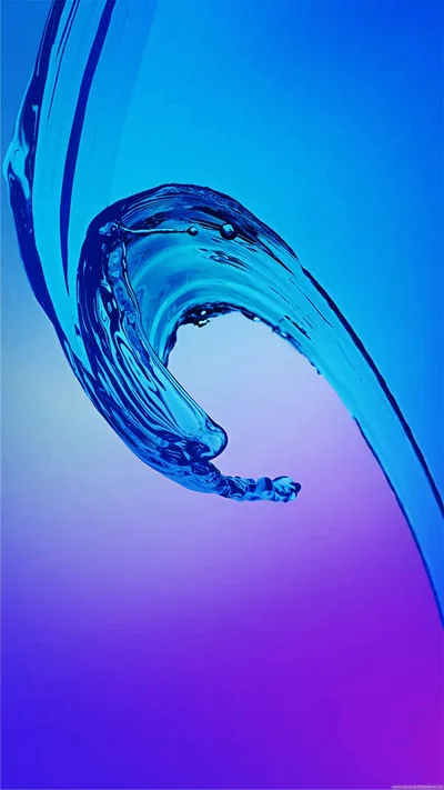 A glassy wave curls back on itself in the upper third while the gradient cools from sky blue to violet below, leaving the bottom half plain for icons.