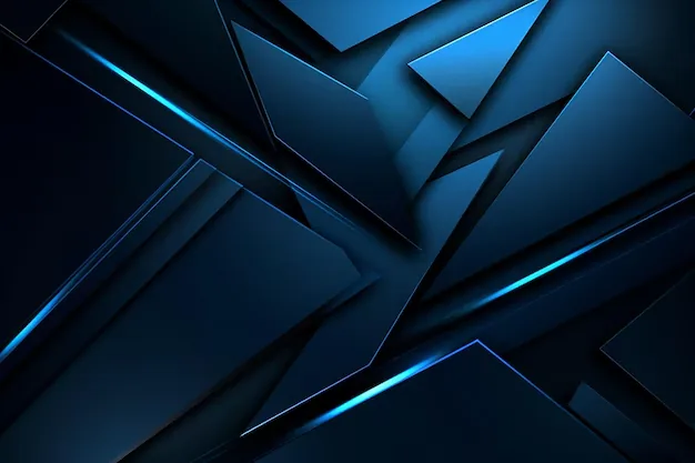Overlapping slate panels tilt at sharp angles, their bevelled edges catching thin lines of pale blue light while the flat faces stay a deep matte navy.