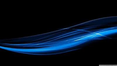 A long streak of blue light bends across solid black like fabric caught in motion, thin filaments trailing off toward the left edge.