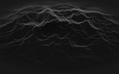 A low ridge built from fine wireframe grid lines swells across the centre, the mesh fading into shadow at every corner.