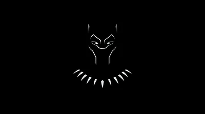 The panther mask reduced to thin silver edges and a collar of claws, floating in a field that is otherwise pure black.