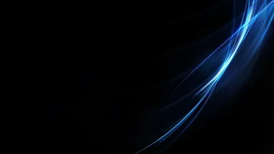 Thin ribbons of blue light sweep up from the bottom right corner and fade out, leaving the top and left of the frame in flat black.