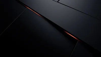 Two matte black panels meet on a diagonal with a strip of orange light burning along the seam between them.
