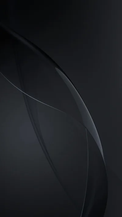 Two translucent ribbons cross each other in the upper half of a charcoal frame, their thin bright edges the only detail before the bottom goes solid.