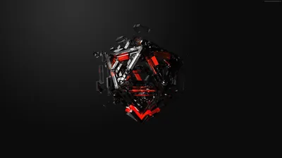A dark object bursts apart in mid air, red panels showing through the splinters, everything around it a soft grey gradient.